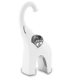 Figurka słoń srebro biel ceramika dekoracja 101345