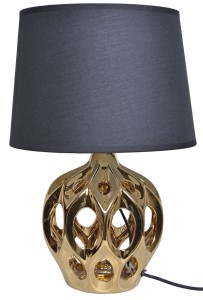 Złota ażurowa lampa ceramiczna z czarnym abażurem 2310