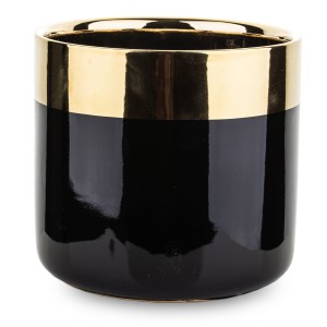WAZON DONICZKA OSŁONKA CZARNA ZŁOTA CERAMICZNA