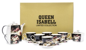 Filiżanki 6+6 cukiernica mlecznik dzbanek kwiaty