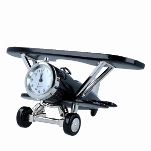 Stary samolot zegarek Aeroplan metalowy czarny