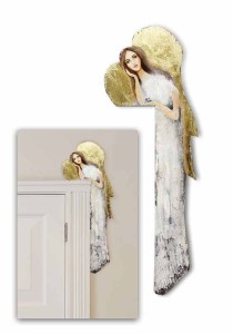 Kompozycja drewniana anioł ręcznie malowany