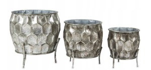 Kpl. 3 szt Osłonek na doniczki w kolorze srebrnym 135668