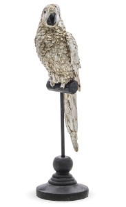Figurka srebrna papuga papużka na stojaku 123135