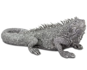 Dekoracja srebrna duża figurka iguana srebrna 113669