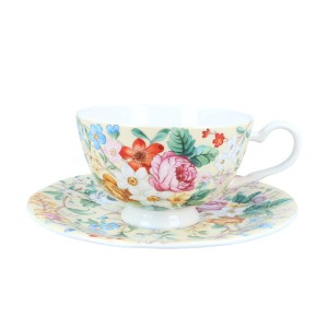 FILIŻANKA porcelanowa kwiaty Bone China 185 ml