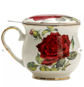 Kubek z zaparzaczem porcelanowy pokrywka prezent 290-9006