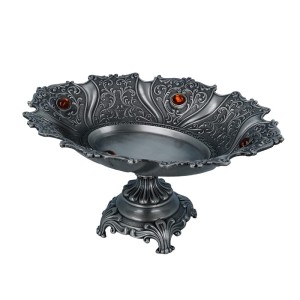 Patera na nodze metalowa platerowana cyna