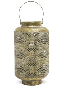 Lampion latarnia metalowa złota retro na prezent 108894
