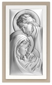 Obraz Święta Rodzina srebrny w ramce na prezent