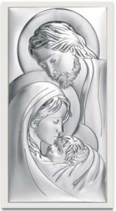 Obraz Święta Rodzina srebrny w ramce na prezent