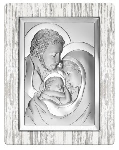 OBRAZ Święta Rodzina srebrny w Ramce na Prezent