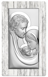 OBRAZ Święta Rodzina srebrny w Ramce na Prezent