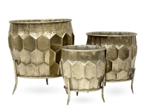 Osłonki metalowe na doniczki złote nóżki kpl. 3szt 114058