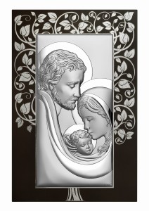 Pamiątka Obraz Święta Rodzina Srebrny Ramka Duży