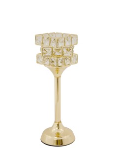 Świecznik glamour kryształowy złoty 115183