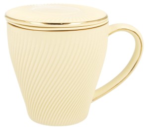 Kubek z zaparzaczem porcelanowy pokrywka