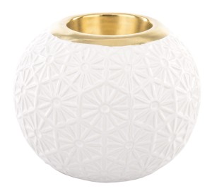 Świecznik ceramiczny biały złoty dekoracja glamour