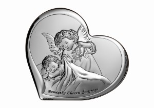 Srebrny Obraz Anioł Stróż Pamiątka Chrztu Św Serce