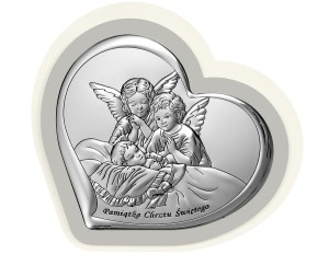 Serce Srebrny Obraz Anioł Stróż Pamiątka Chrztu Św