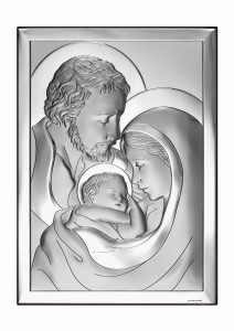 Obraz Święta Rodzina srebrny w ramce na prezent