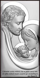 Obraz Święta Rodzina Srebrny w ramce na prezent