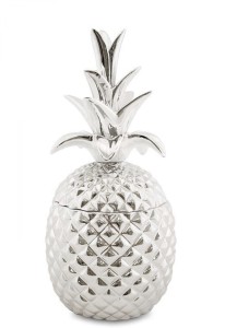 Szklany pojemnik ananas srebrny ceramiczny duży