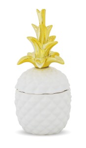 Szklany pojemnik ananas biały ceramiczny dekoracja