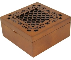 POJEMNIK SKRZYNECZKA NA HERBATĘ DREWNIANA BRĄZOWA