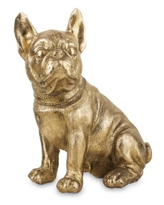 Figurka pies BULDOG złoty siedzący piesek