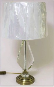 Lampa stołowa złota beżowy abażur kryształowa