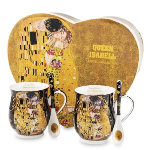 Kpl 2 x Kubek Łyżeczka Gustav Klimt Pudełko Serce