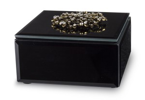 Szklana szkatułka z dekoracją czarna glamour