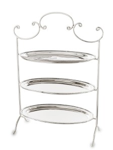 Patera piętrowa srebrna metalowa glamour