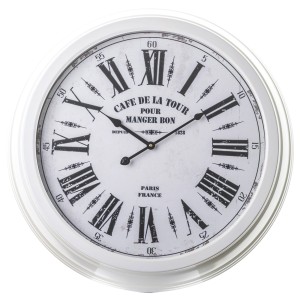Duży zegar ścienny biała rama metalowa retro