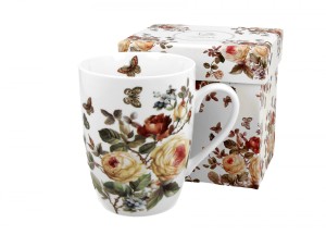 Elegancki kubek kwiaty 380 ml duży pudełko prezent