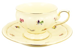 FILIŻANKA ZE SPODKIEM PORCELANA KWIATY ENGLAND