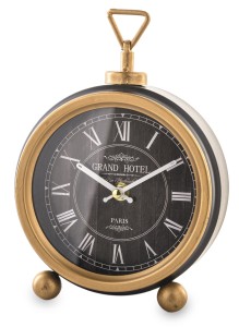 ZEGAR STOJĄCY CZARNY ZŁOTY RETRO DEKORACJA