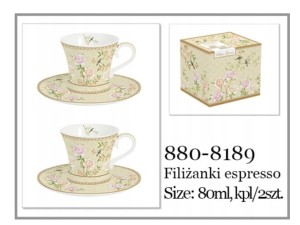Filiżanki do espresso dla 2 osób porcelana kwiaty