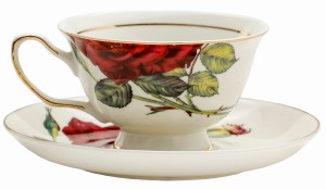 FILIŻANKA ZE SPODKIEM PORCELANA KWIATY