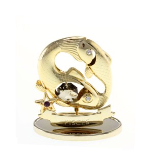 Figurka złota znak zodiaku RYBY Swarovski Crystal