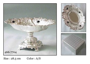 Patera metalowa srebrna misa platerowana na nóżce
