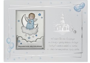 Srebrny Obraz Anioł Stróż Pamiątka Chrztu Świętego