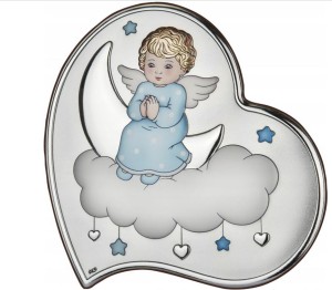 Srebrny Obraz Anioł Stróż Pamiątka Chrztu Św Serce