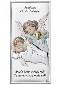 Obrazek Srebrny Pamiątka Chrztu Św Anioł Stróż