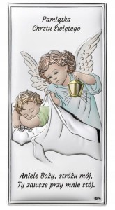 Obrazek Srebrny Pamiątka Chrztu Św Anioł Stróż