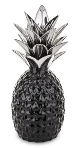 Ceramiczna dekoracja ananas czarny srebrny prezent