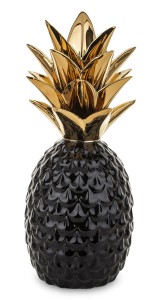 Ceramiczna dekoracja ananas czarny złoty prezent