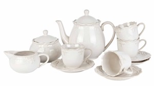 KOMPLET FILIŻANEK 15 ELEMENTÓW KAWA HERBATA Amelia