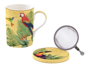 Kubek z zaparzaczem porcelanowy + pokrywka prezent